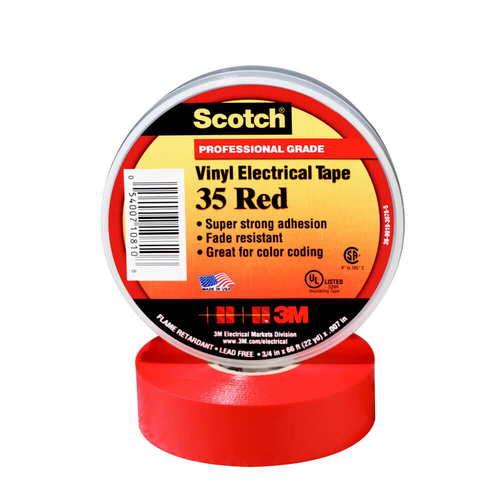 Scotch 35 Vinyl Electrical Tape Red 19 mm x 20 m. (35 3/4''R