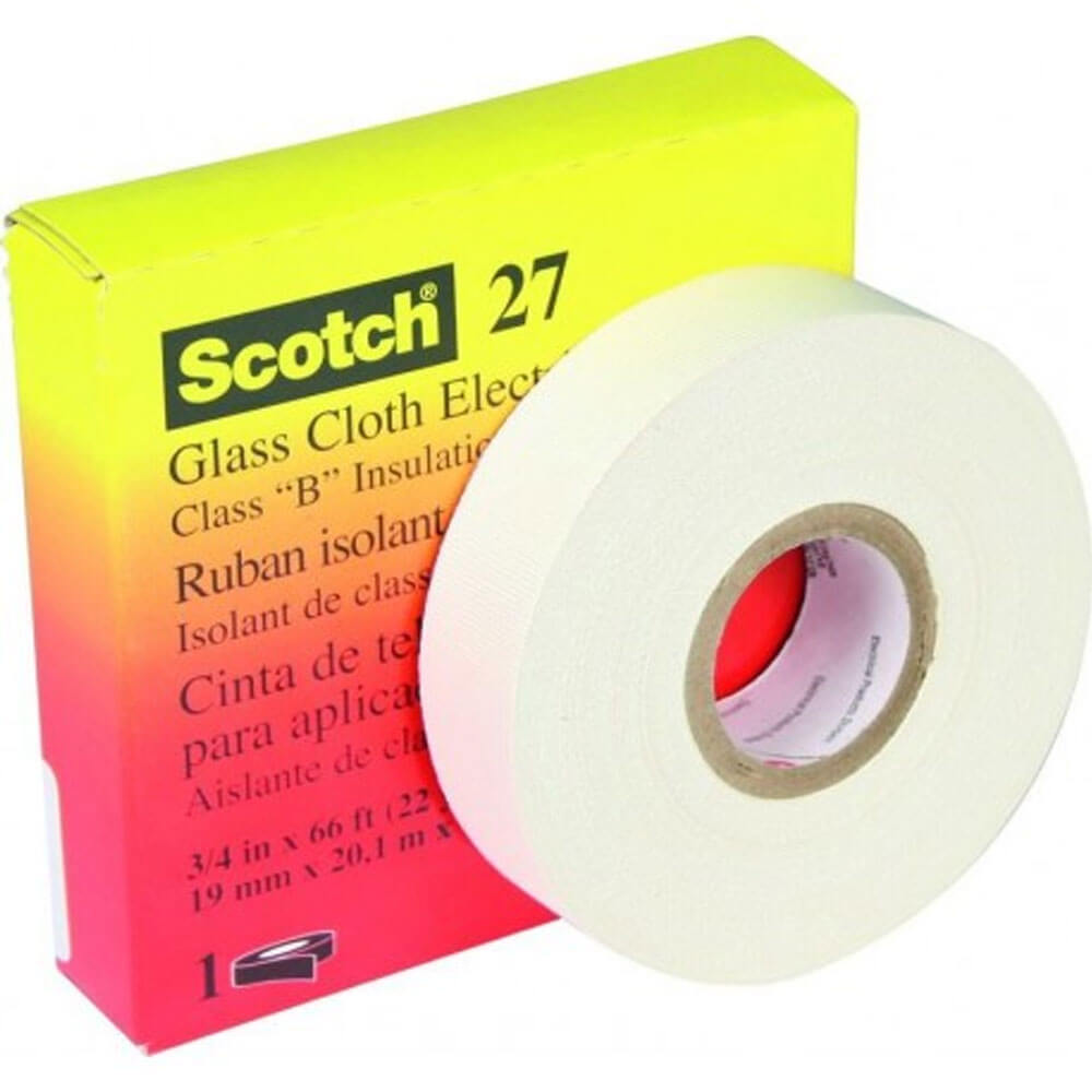 3M Scotch Cloth Electrical Tape White 5 Pack Glass 27- Size 1/2 in X 66 ft 